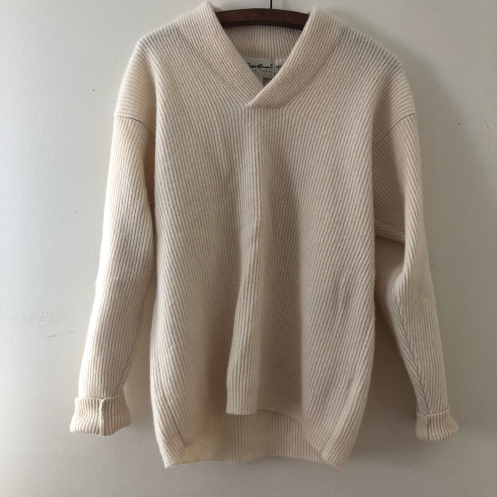 Eddie Bauer 100% Wool Shawl Collar Sweater